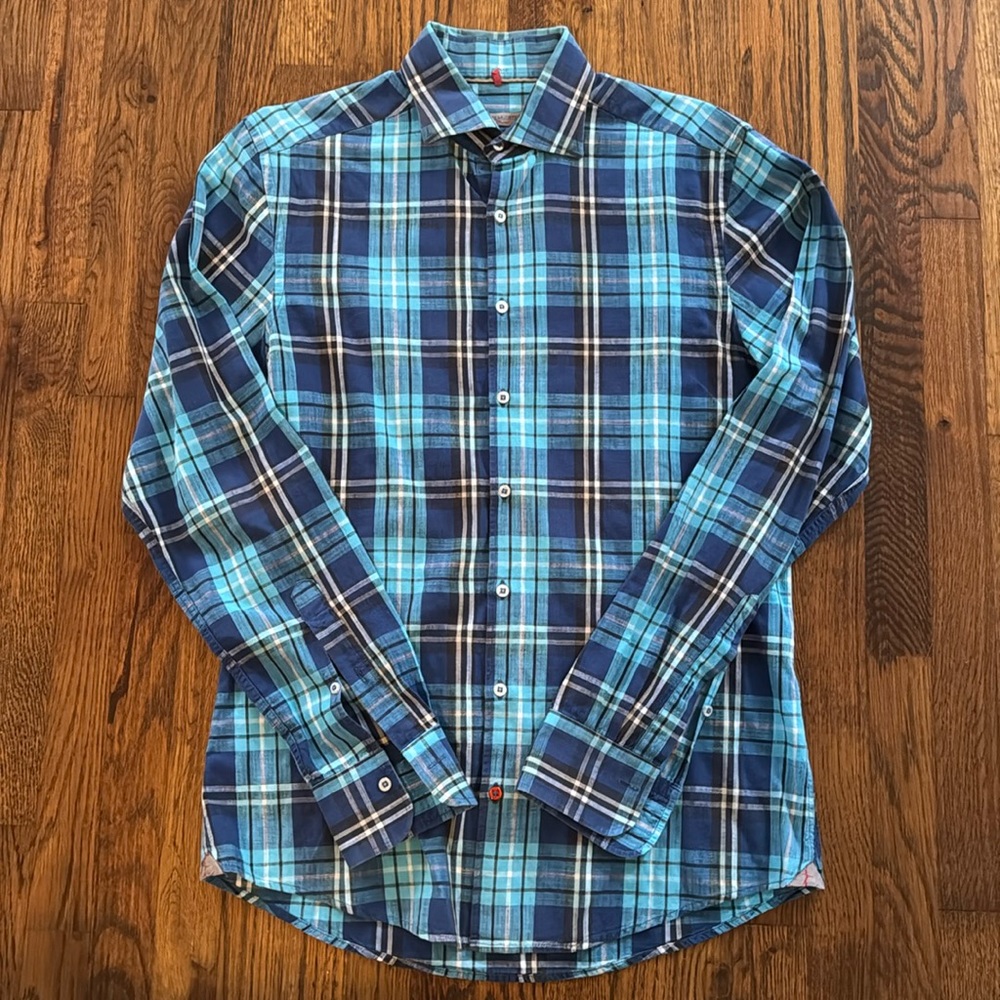 Belmonte Plaid Blue & Turquoise Button Down Dress Shirt